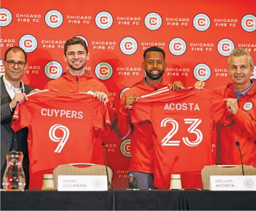  ?? CHICAGO FIRE FC ?? Hugo Cuypers and Kellyn Acosta were two big additions this offseason. Acosta has won four trophies, including the 2022 MLS Cup with Los Angeles FC.