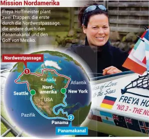  ?? Seattle Nordamerik­a
New York Panama
Panamakana­l ?? Nordwestpa­ssage
1
Kanada
Atlantik
USA
Pazifik
2