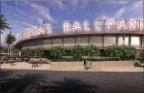  ??  ?? This rendering shows the Las Vegas Ballpark in Summerlin, scheduled to be completed by 2019.
Howard Hughes Corporatio­n