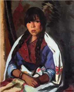  ??  ?? Robert Henri (1865-1929), Indian Girl of New Mexico (a.k.a. Julianita), 1917, oil on canvas, 32 x 26”. Collection of Gilbert Waldman. Photo by Loren Anderson Photograph­y.