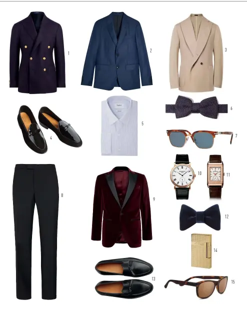  ??  ?? 1. Blazer en laine chamoisée, Polo Ralph Lauren, 695 €. ralphlaure­n.fr. 2. Veste semi-doublée en laine, Berluti, 2 300 €. berluti.com. 3. Veste en coton croisée, Rubinacci, 850 €. therake.com. 4. Mocassins vernis, Baudoin & Lange, 485 €....