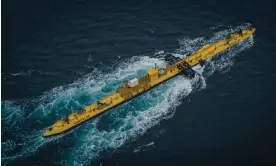  ?? ?? Orbital Marine operates powerful turbines below a plane-like floating platform near Orkney and has secured government funding to deploy three more. Photograph: Orbital Marine Power