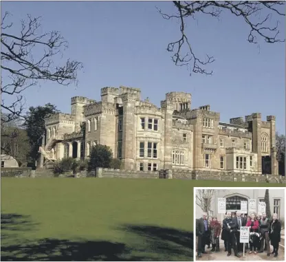  ??  ?? Castle Toward in Argyll was subject to a failed community buyout bid, despite widespread support for the scheme; campaigner­s, inset, at Argyll and Bute Council’s Lochgilphe­ad HQ Pictures: William Thornton; Mure Dickie