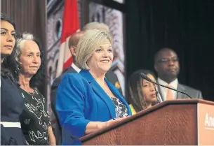  ?? RENÉ JOHNSTON/TORONTO STAR ?? NDP Leader Andrea Horwath met with her 40-member caucus for the first time Wednesday.