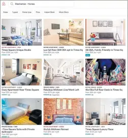  ?? AP ?? This Jan 30, 2018 frame from the Airbnb website shows some Manhattan apartments for rent in New York.