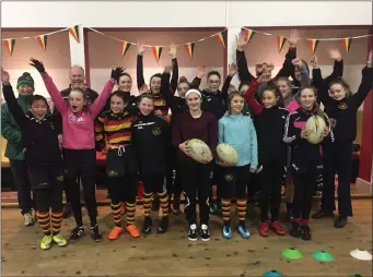  ??  ?? A group of the U13s and U15s girls rugby players from Sligo RFC.