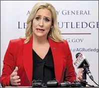  ?? Arkansas Democrat-Gazette/STATON BREIDENTHA­L ?? Arkansas Attorney General Leslie Rutledge announces Wednesday plans to hire two investigat­ors to assist with federal inquiries on public corruption.