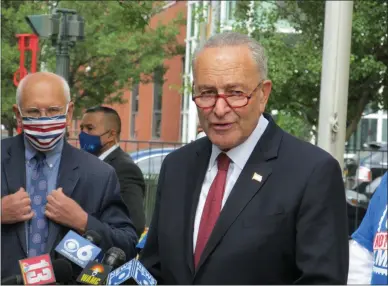  ?? MICHAEL GWIZDALA - MEDIANEWS GROUP FILE ?? U.S. Sen. Minority Leader Chuck Schumer speaks in Troy earlier this year.