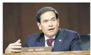  ?? ANDREW HARNIK/AP ?? Sen. Marco Rubio, R-Fla., at a Senate Intelligen­ce Committee hearing on Capitol Hill in Washington on May 5.