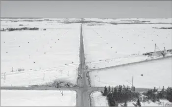  ?? CP FILE PHOTO ?? The wreckage of a fatal crash outside of Tisdale, Sask., is seen Saturday, April, 7, 2018. A consulting firm has recommende­d removing trees obstructin­g vision at an intersecti­on where the Humboldt Broncos bus crash occurred. The 70-page safety review says the current view at the southeast corner of the intersecti­on doesn’t allow a clear sight line.