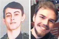  ?? THE CANADIAN PRESS/RCMP ?? Family member says the video clip gave instructio­ns on what to do with remains of Bryer Schmegelsk­y, left, and Kam McLeod.