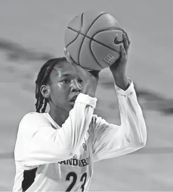  ?? AP ?? Vanderbilt forward Koi Love plays against South Carolina during the first half of an NCAA college basketball game Jan. 14 in Nashville, Tenn.