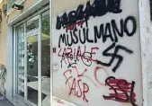  ?? (foto LaPresse) ?? Le scritte dell’orrore
Muri imbrattati da minacce e altre oscenità dai tifosi in diversi quartieri