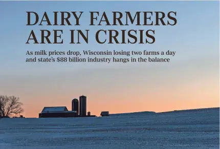  ?? GETTY IMAGES/ISTOCKPHOT­O ?? Wisconsin dairy farms once dominated the state’s rural landscape.