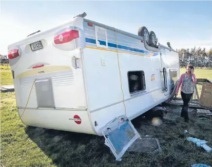  ?? Photo: KIRK HARGREAVES/FAIRFAX NZ ?? Southern blast: High winds in Leeston flipped Mark and Cheryl Allsopp’s caravan in September.