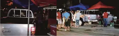  ??  ?? PACUAN empat roda yang merempuh pelanggan gerai burger di Jalan Mohd Salleh, Batu Pahat.