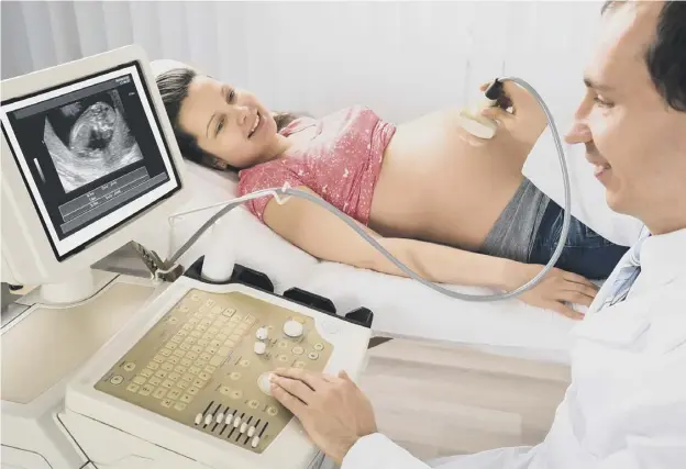  ??  ?? 0 Nearly all expectant mothers have an ultrasound scan at around 12 and 20 weeks and most are given the image for free