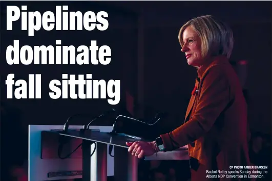  ?? CP PHOTO AMBER BRACKEN ?? Rachel Notley speaks Sunday during the Alberta NDP Convention in Edmonton.