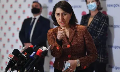  ?? Photograph: Joel Carrett/AAP ?? NSW premier Gladys Berejiklia­n speaks to the media at Tuesday’s press conference. The state recorded 753 new cases for the last 24-hour period.