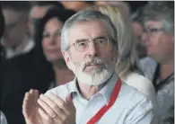  ??  ?? FRESH PLEA: Gerry Adams, who was was speaking yesterday at an annual republican commemorat­ion when he made the referendum call.