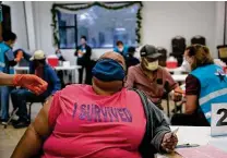  ?? Lisa Krantz / Staff file photo ?? Glenda Tease, who survived a bout with the coronaviru­s, laughs after her second COVID-19 shot at Bethel AME Church in April.