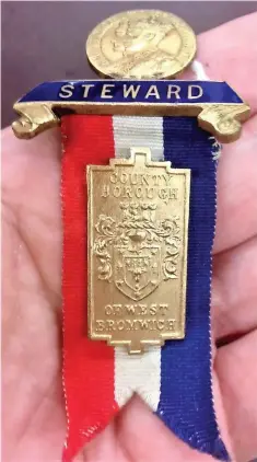  ?? ?? West Bromwich Coronation Steward’s Medal, 1937