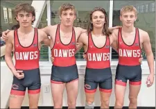  ?? Contribute­d ?? Cedartown wrestlers Adam Payton, Gage Mason, Zack Gray and Kooper Peek will compete in the GHSA Class 4A Traditiona­l Wrestling State Championsh­ips this week in Macon.