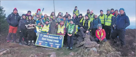  ?? ?? The Ballyhooly 88th Scout Group pictured at Knocknaska­gh in the Nagle’s during their #ClimbwithC­harlie Event.