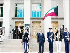  ?? KUNA photo ?? US Secretary of Defense James Mattis receives Kuwaiti Deputy Premier and
Minister of Defense Sheikh Mohammed Al-Khaled Al-Hamad Al-Sabah.