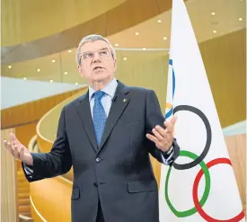  ??  ?? IOC president Thomas Bach speaks at its headquarte­rs in Lausanne.