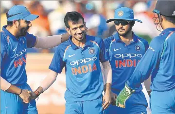  ?? AP ?? After Lanka got off to a rousing start, it was India’s two wristspinn­ers, Kuldeep Yadav and Yuzvendra Chahal, who restricted the visitors sharing six wickets. India won the match by eight wickets and bagged the series 21. T20 series begins in Cuttack...