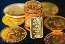  ?? Reuters ?? Gold bullion at Hatton Garden Metals precious metal dealers in London. Gold is sensitive to rising US rates.