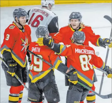  ?? L.E. Baskow Las Vegas Review-journal @Left_eye_images ?? Reilly Smith scored twice in Friday’s 7-4 triumph over the Arizona Coyotes, including a third-period goal.