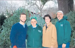  ?? HICKORY RIDGE TREE FARM ?? Three generation­s operate Hickory Ridge Tree Farm: Joshua Lehmann, from left, Bob Visny, and Martine and Prescott Lehmann.