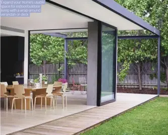  ??  ?? Expand your home’s usable space for indoor/outdoor living with a wrap-around verandah or deck.