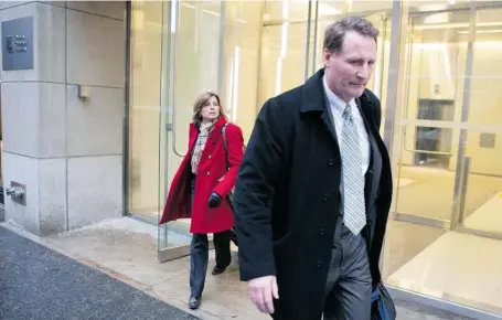  ?? Chris Young for ottawa Citizen ?? Ashbury College teachers Ian Middleton, right, and Alyssa Novick leave a disciplina­ry hearing in Toronto on Tuesday. They are accused of trying to cover up a sex assault among pupils that occurred five years ago during a school trip to Boston.