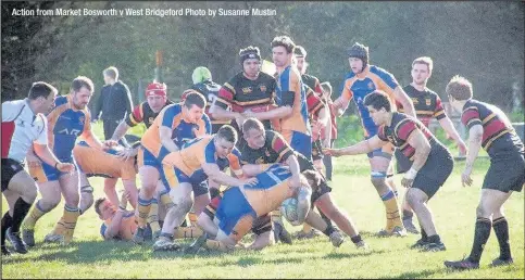  ??  ?? Action from Market Bosworth v West Bridgeford Photo by Susanne Mustin