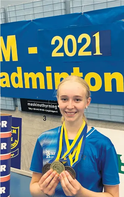  ?? Bild: Privat ?? Elin Ryberg fortsätter att imponera. I helgens ungdoms-SM tog hon tre medaljer, varav ett guld.