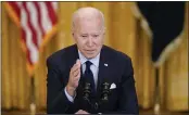  ?? PATRICK SEMANSKY — THE ASSOCIATED PRESS ?? President Joe Biden speaks about the April jobs report in the East Room of the White House, Friday in Washington.