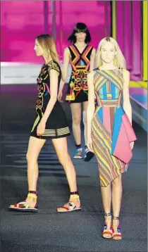  ?? Stuart C. Wilson Getty Images ?? BOLD DESIGNS from the Peter Pilotto spring summer line on the runway last September during London Fashion Week.