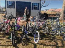  ?? CONTRIBUTE­D PHOTOS ?? David Nugent with a few of the bikes he has repaired and that are ready for children to ride.