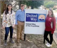  ?? Submitted photo ?? PIT STOP: Lakeside High School students, from left, Leah Buentello, Kevin Henson and Tarynn Yates recently presented their plans to the United Way of the Ouachitas to organize a mini job fair in January to complement the annual homeless Point-In-Time...