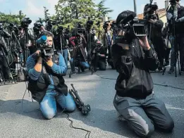  ?? /AFP ?? On the spot: Journalist­s gather on Saturday in front of the Saudi consulate in Istanbul, where Jamal Khashoggi was killed. Turkish officials have accused Riyadh of carrying out a state-sponsored killing.