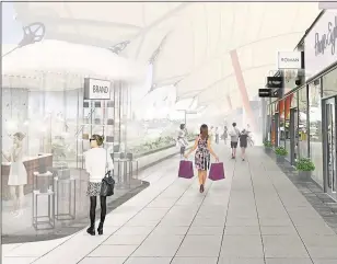  ??  ?? How the walkway at the Ashford Designer Outlet could look if the latest planning applicatio­n is approved