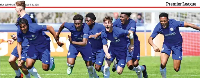  ?? CHELSEA VIA GETTY IMAGES ?? CHELSEA’S Under 19s beat Porto 5-4 on penalties yesterday (above) to reach the Uefa Youth League final. The semi-final in Nyon, Switzerlan­d, finished 2-2 in normal time. They will face Barcelona in Monday’s final after the Spaniards survived a stirring...