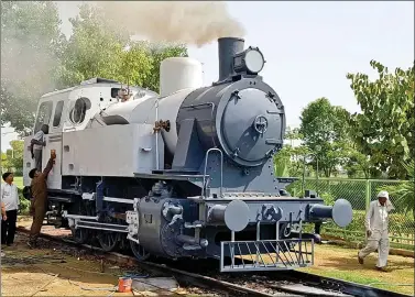  ??  ?? A 1953 Jung Steam Locomotive was for the first time in India made operationa­l after restoratio­n at the Heritage Transport Museum at Tauru near Manesar in Haryana on Saturday. The huffing and puffing of the engine, once in use by the Indian Railways,...