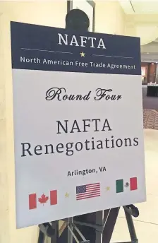  ??  ?? La cuarta ronda de renegociac­ión del Tratado de Libre Comercio de América del Norte se lleva a cabo en Arlington, Virginia.