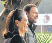  ?? MOHD ZAKIR/HT FILE ?? Congress president Rahul Gandhi with Sonia Gandhi in New Delhi.