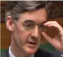  ??  ?? Speech: Rees-Mogg last night