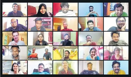  ?? PHOTO COURTESY: KISSFLOW INC ?? Employees of Kissflow Inc attended a virtual townhall meeting over Zoom. These townhalls took place each Friday in their Chennai office .